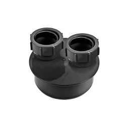 110mm Double Waste Adaptor 32mm/40mm - Black