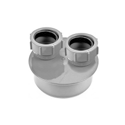 110mm Double Waste Adaptor 40mm/40mm - Light Grey