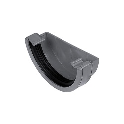 112mm Half Round Gutter External Stop End - Anthracite Grey