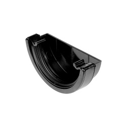 112mm Half Round Gutter External Stop End - Black