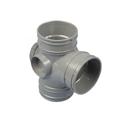 110mm 92.5˚ Access Branch Triple  Socket - Olive Grey