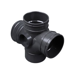 110mm 92.5˚ Double Branch (cross) Triple Socket - Black