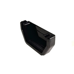 114mm Square Profile Gutter External Stop End - Black