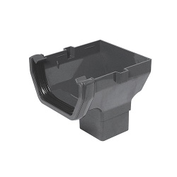 114mm Square Stopend Outlet to 65mm Square Downpipe - Anthracite Grey