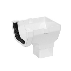 114mm Square Stopend Outlet to 65mm Square Downpipe - White