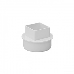 65mm Square Downpipe x 110mm Drain Adaptor - White