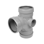 110mm Soil Pipe 92.5  Bossed Branch Triple Socket - Light Grey