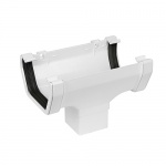 114mm Square Running Outlet to 65mm Square Downpipe - White